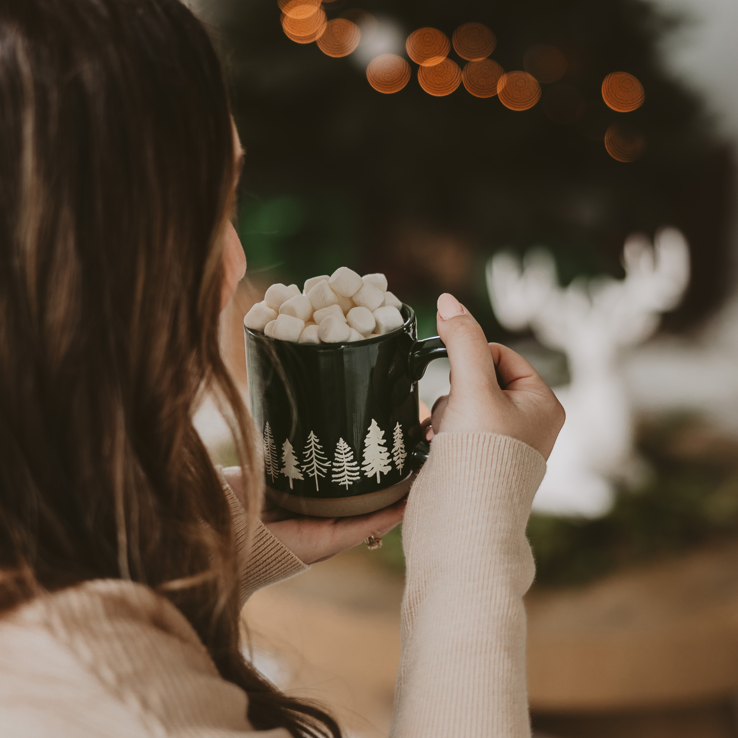 Mug: Pine Trees Stoneware Coffee Mug