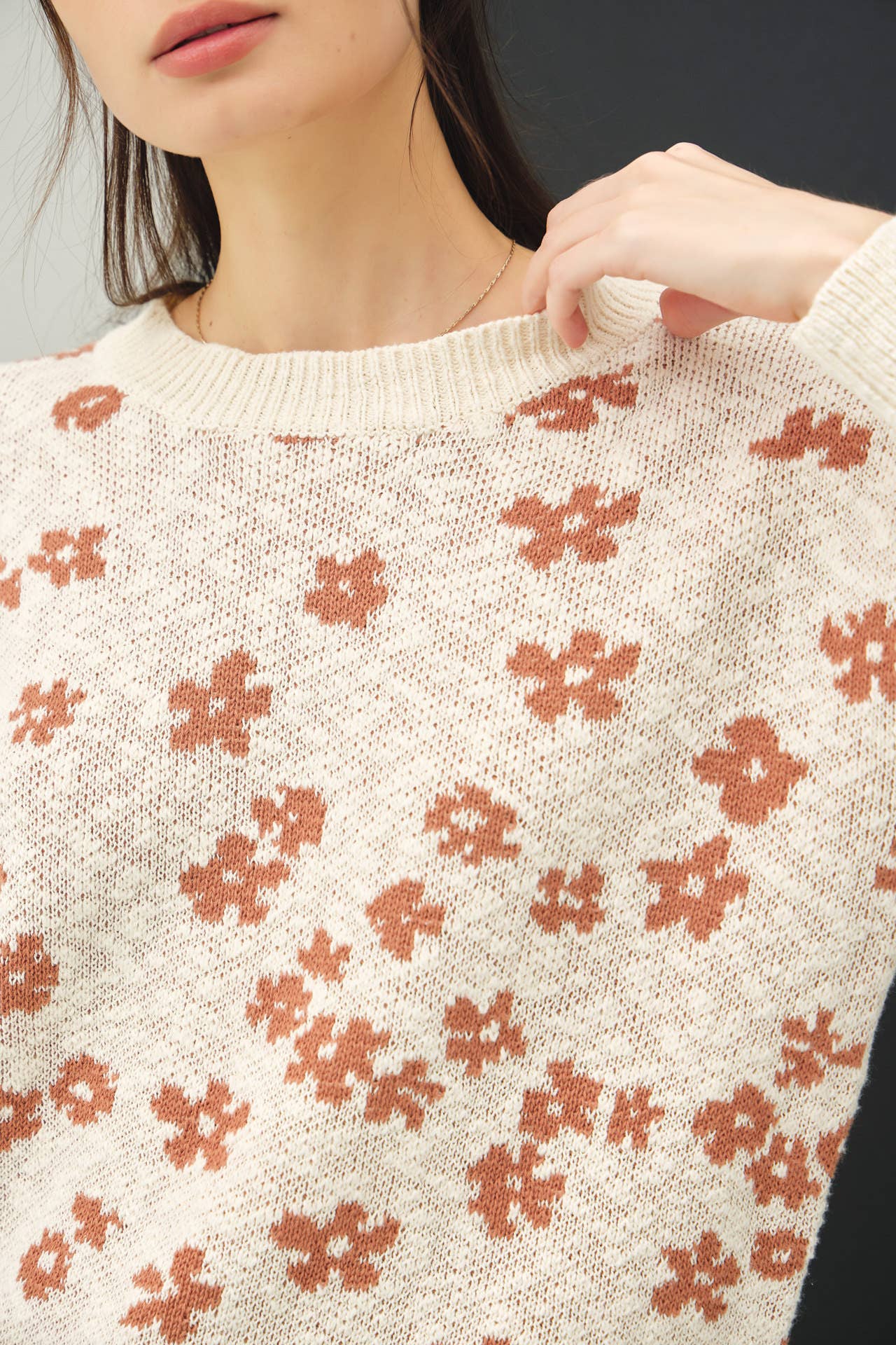 Floral Sweater Top: SEA GREEN