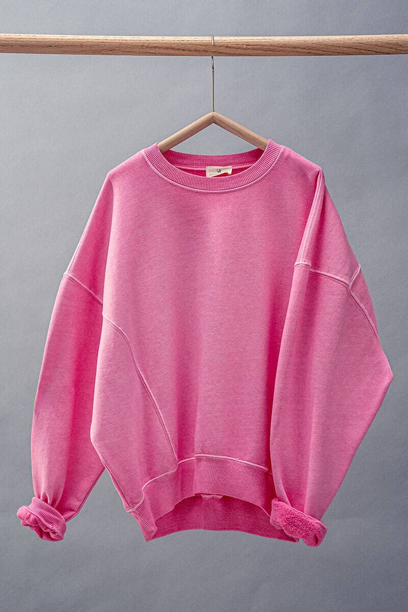 Crew Neck Comfort Washed Organic Cotton Spring Sweatshirt: CHALK