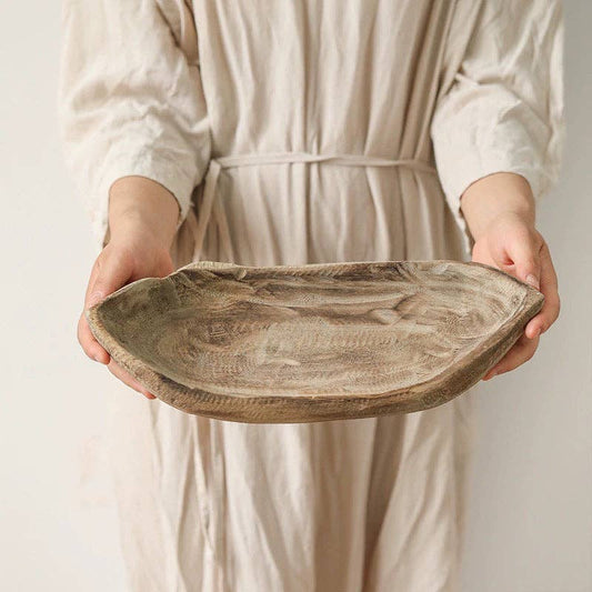 Retro Wooden Boat-Shaped Fruit Platter: Small