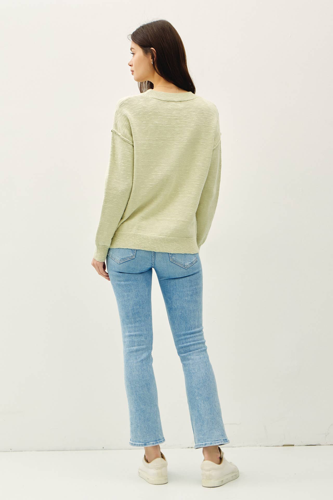 Relaxed Fit Cotton Slub Sweater: DUSTY ROSE
