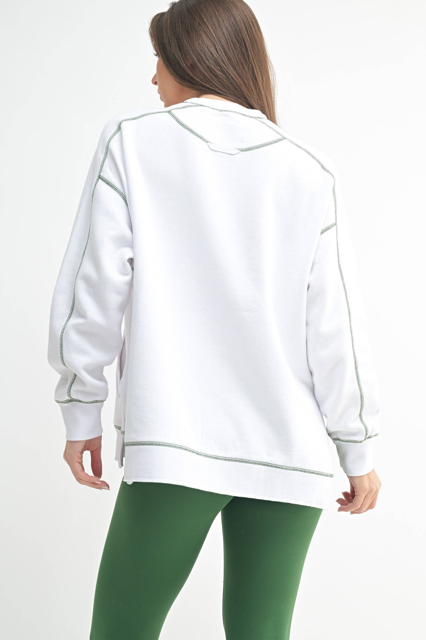 Vintage Stitch Cotton Sweatshirt: WHITE/ BLACK