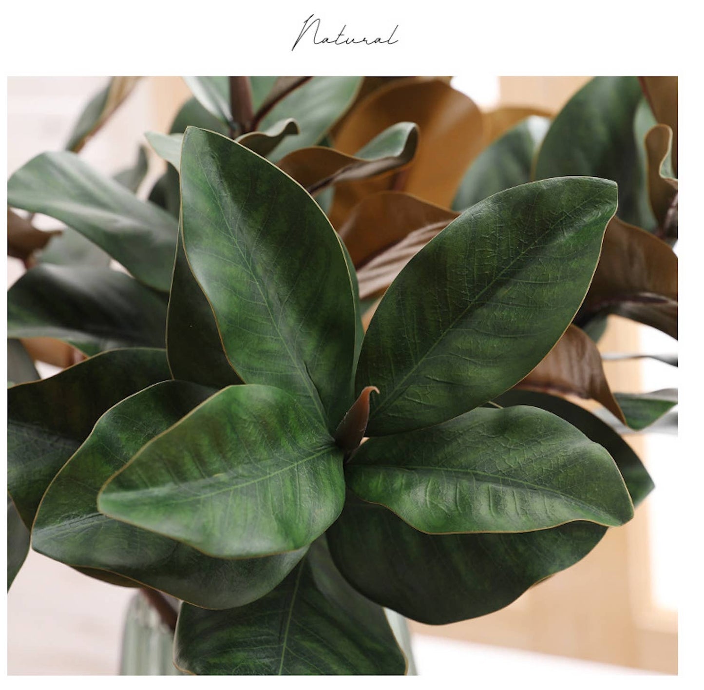 27" Real touch Magnolia Leaf Spray: Natural Green