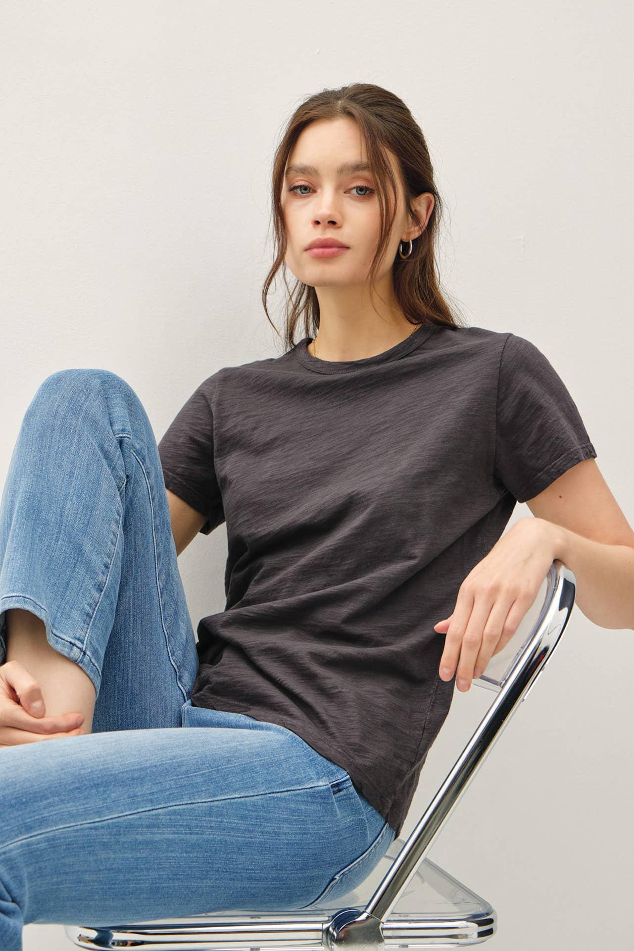 Garment Dyed Slub Tee: MARSALA
