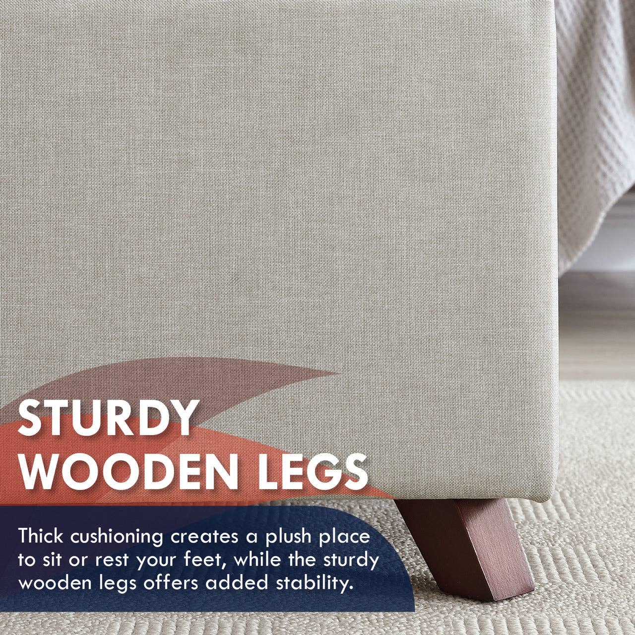 Tufted Square Storage Ottoman with Lift Off Lid: Linen Beige