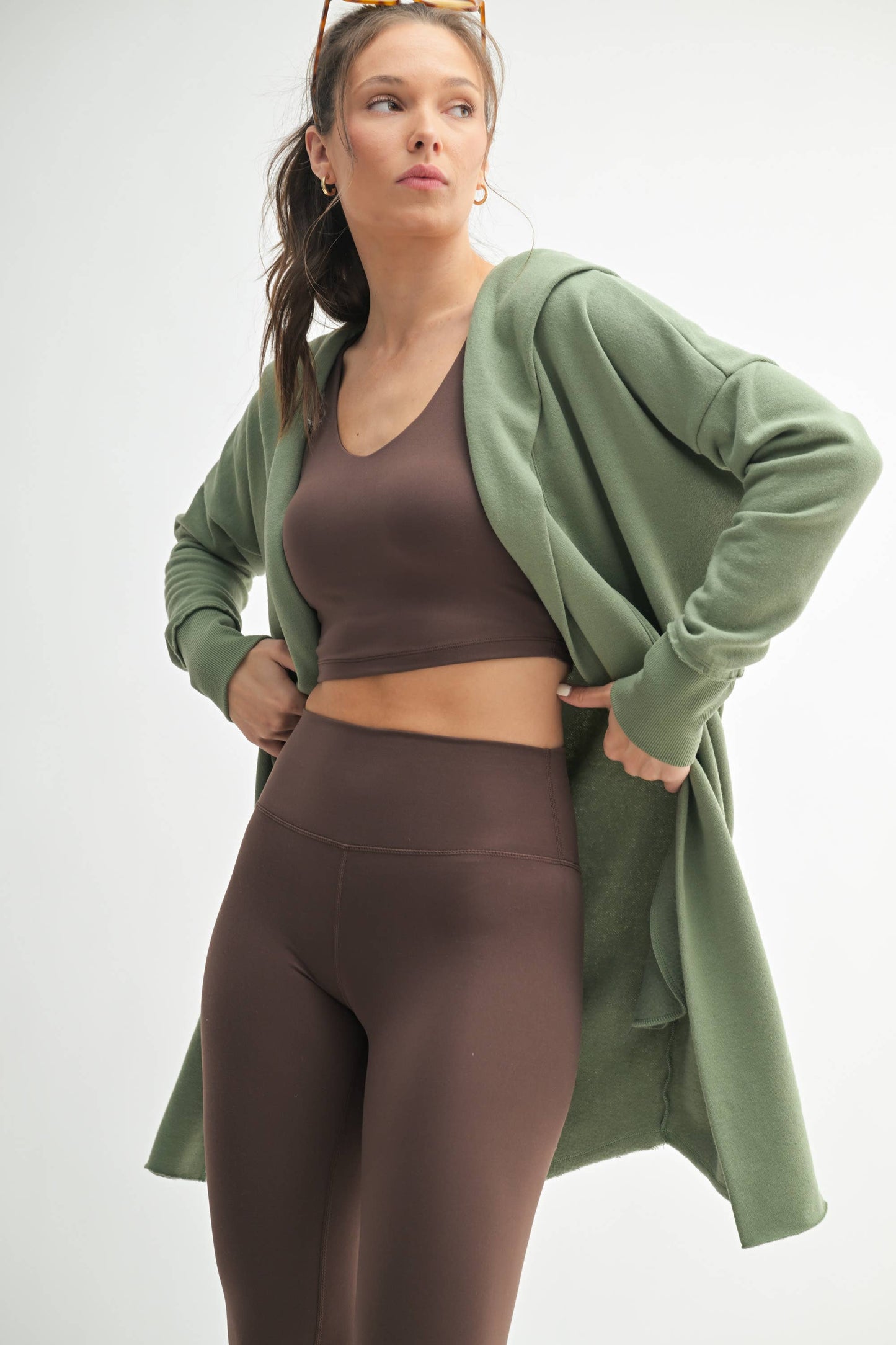 Open Front Longline Hoodie Cardigan: NEW ORCHID