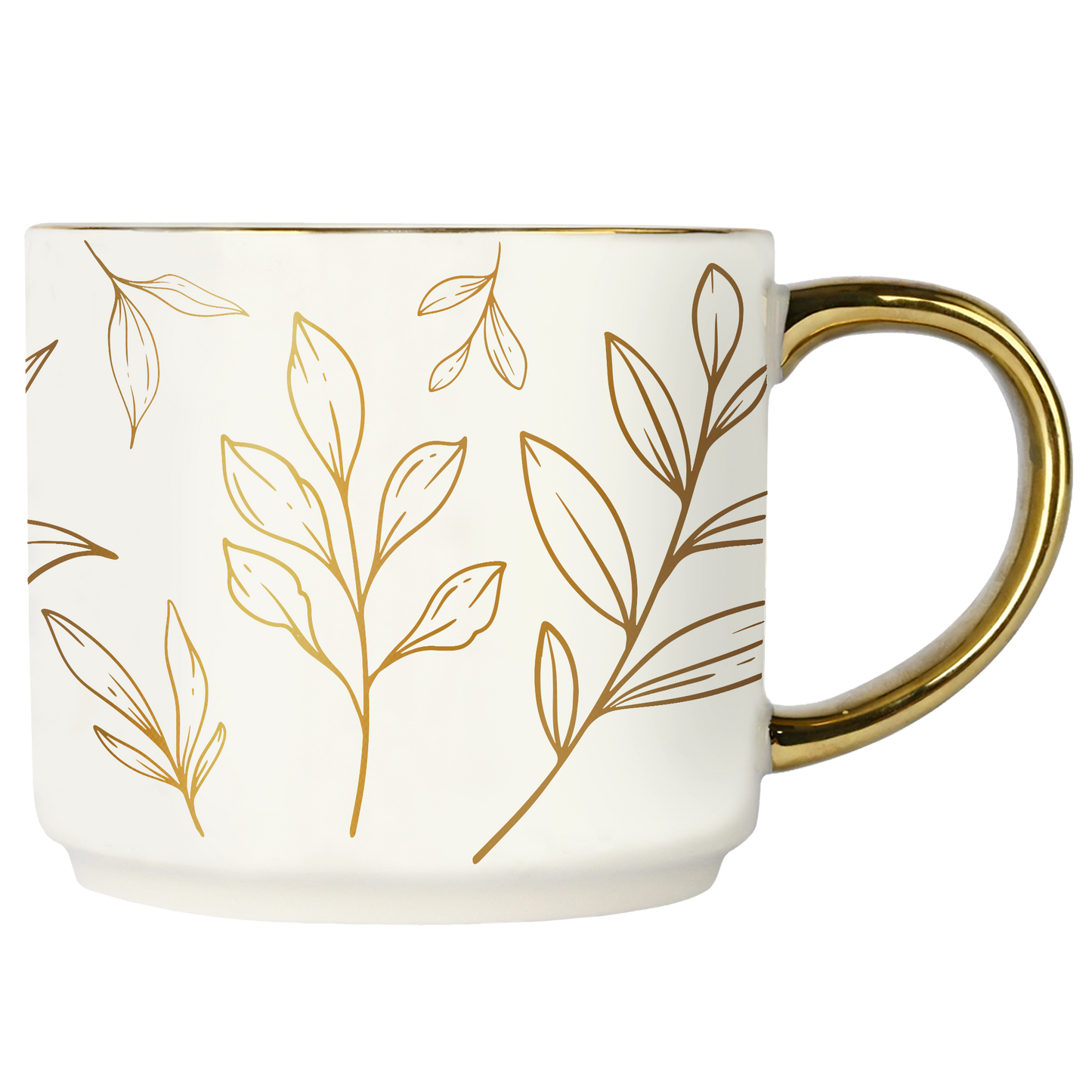 Gold Leaves Gold Handle Mug