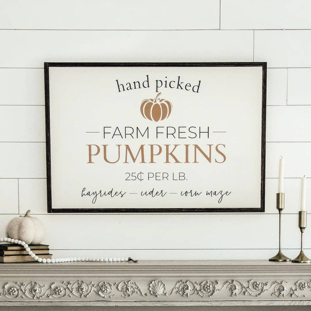 Hand Picked Pumpkins | Wall Art: Dark Brown / 24 inches x 16 inches