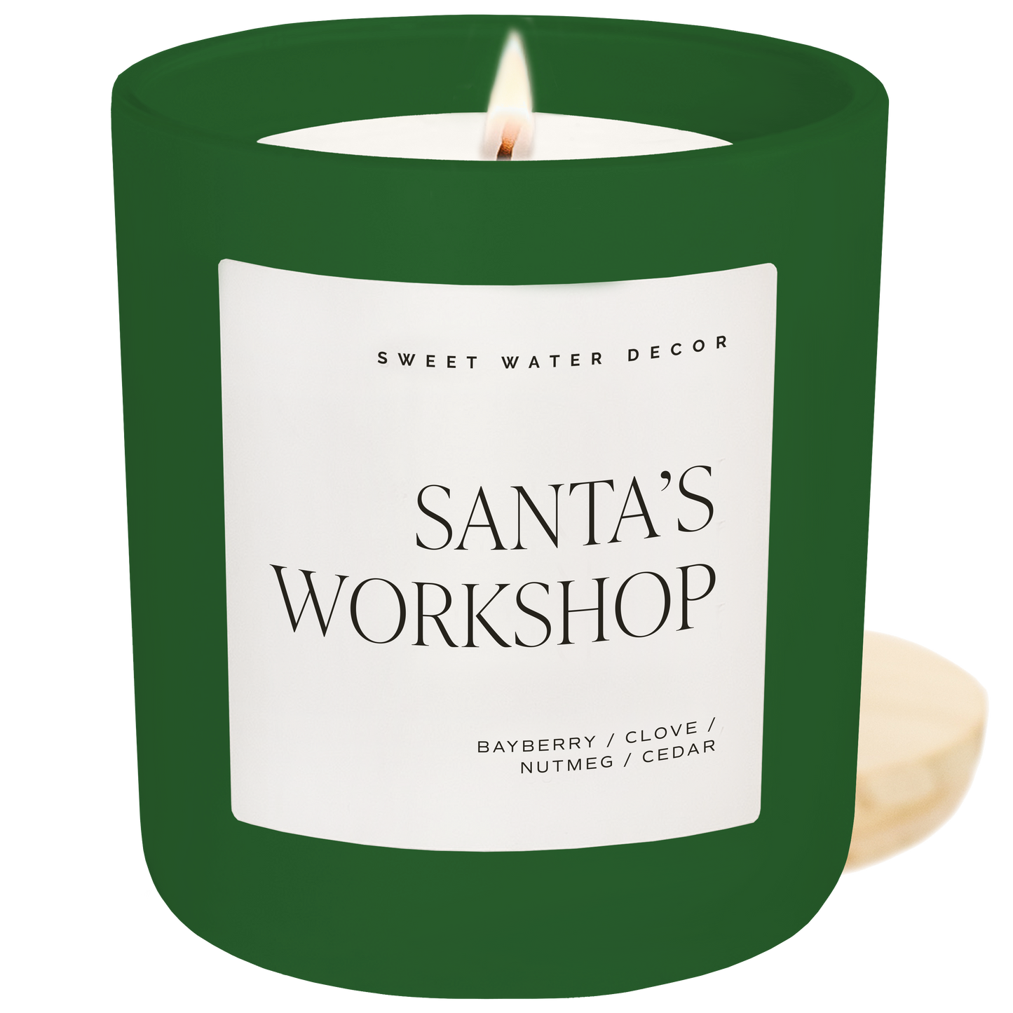 Candle: Santa's Workshop 15 oz Soy Candle, Green Matte Jar