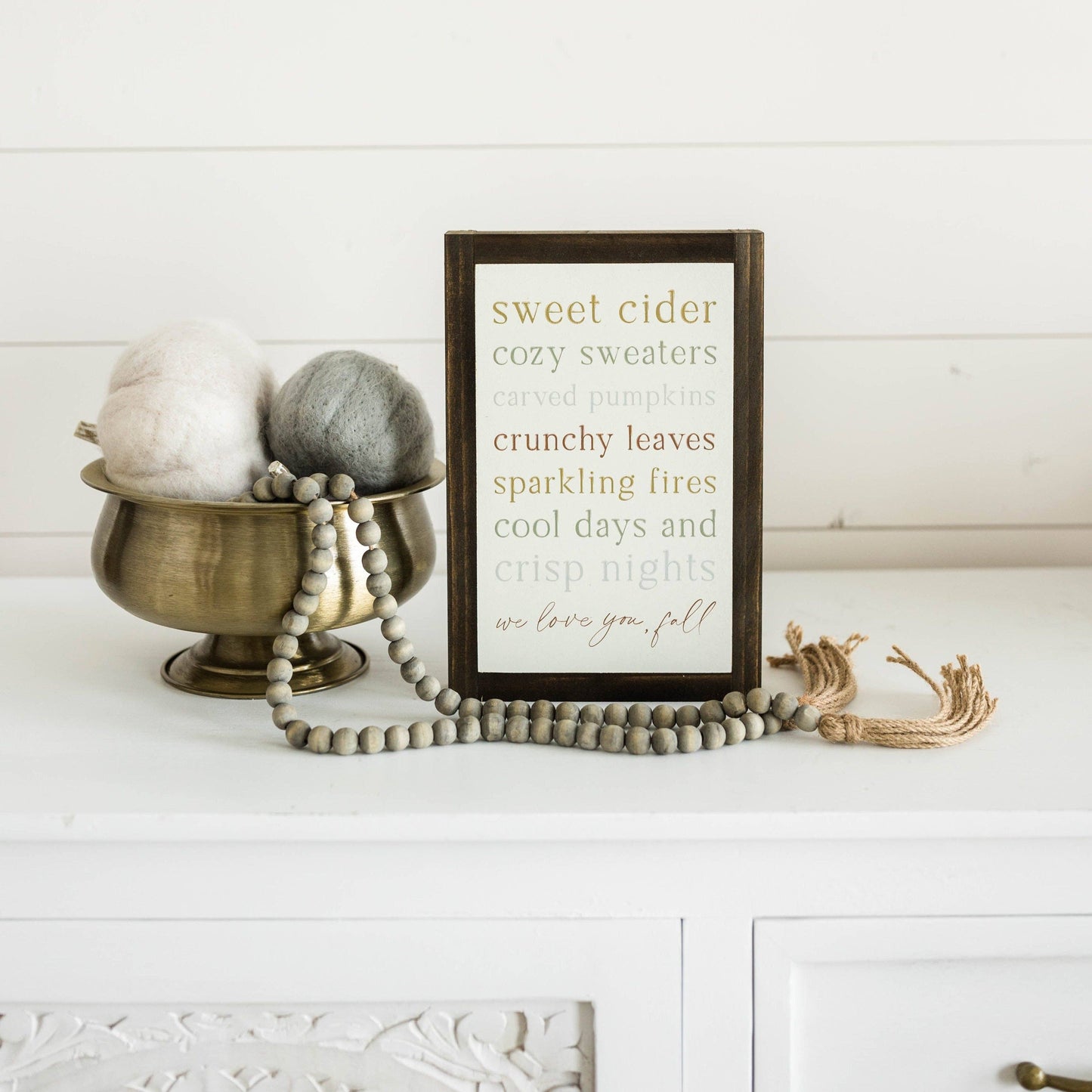 We Love You Fall | Wall Art: Light Brown Frame / 8 inches x 12 inches