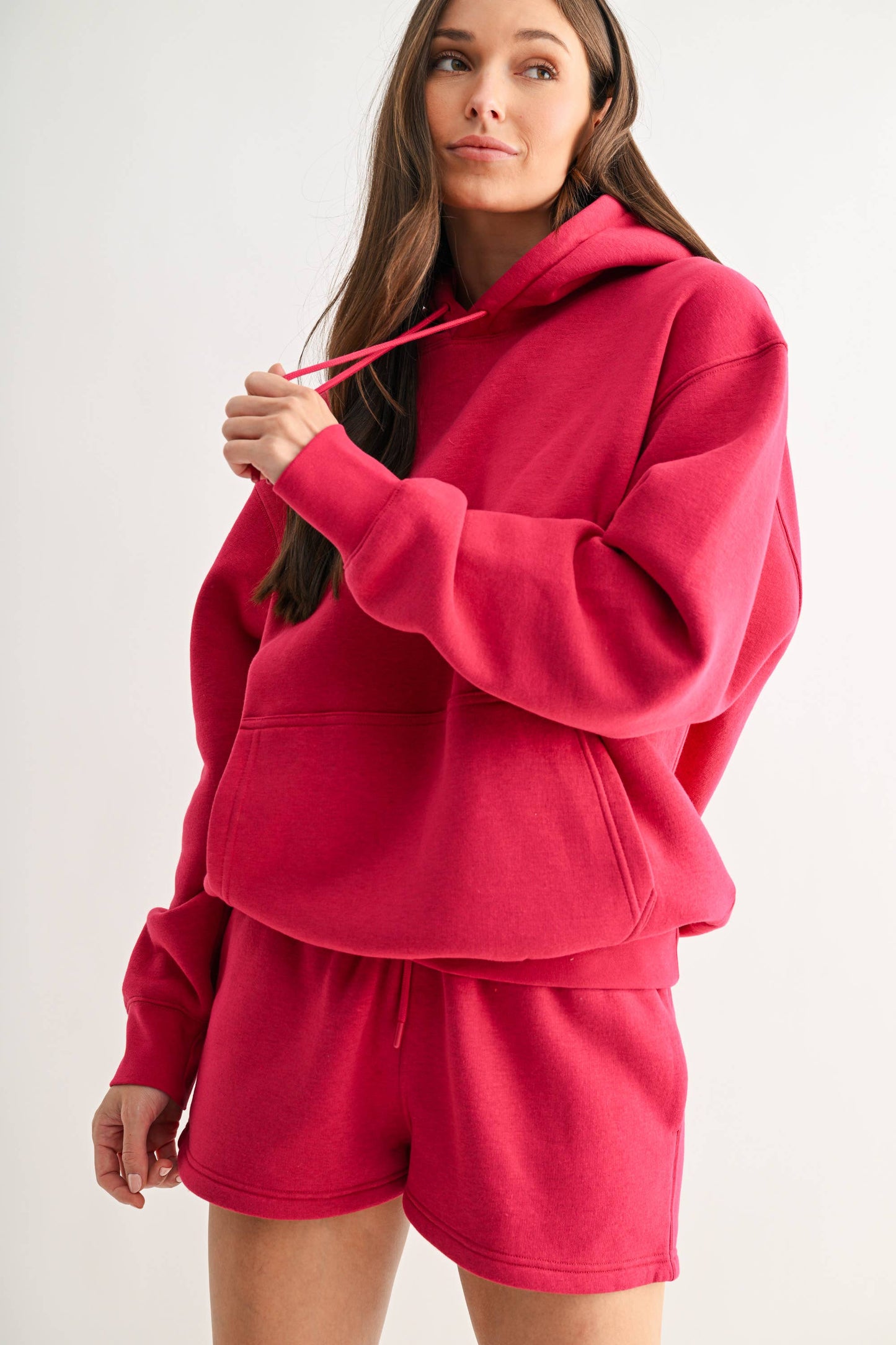 Cotton Blend Drop Shoulder Hoodie: HALOGEN BLUE