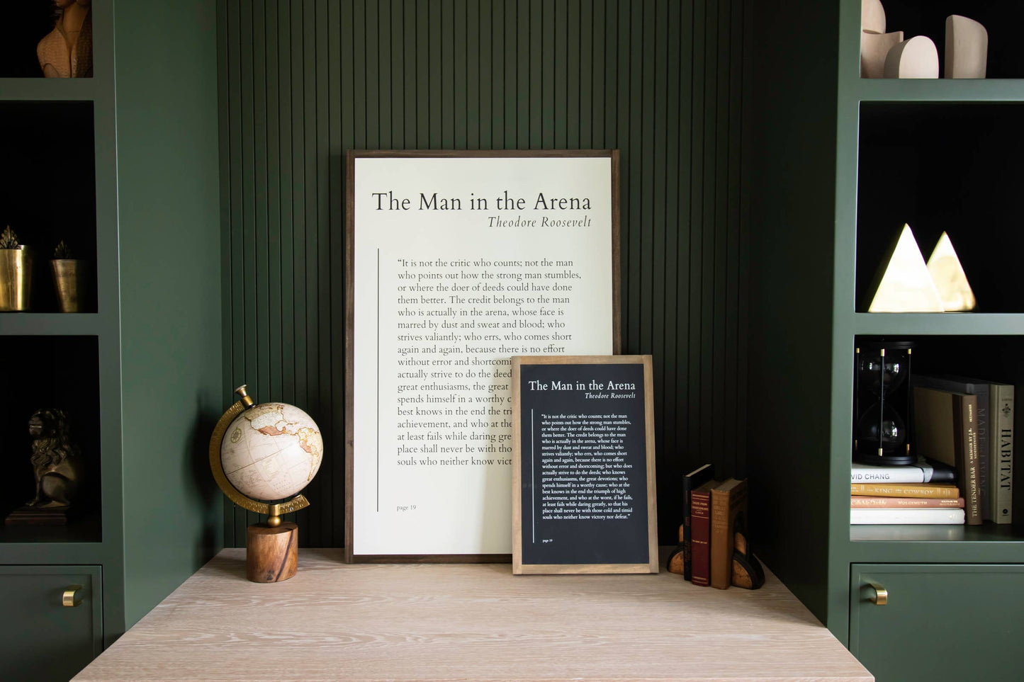 The Man in the Arena | Wall Art: Black-White Text / Light Brown / 8 inches x 12 inches