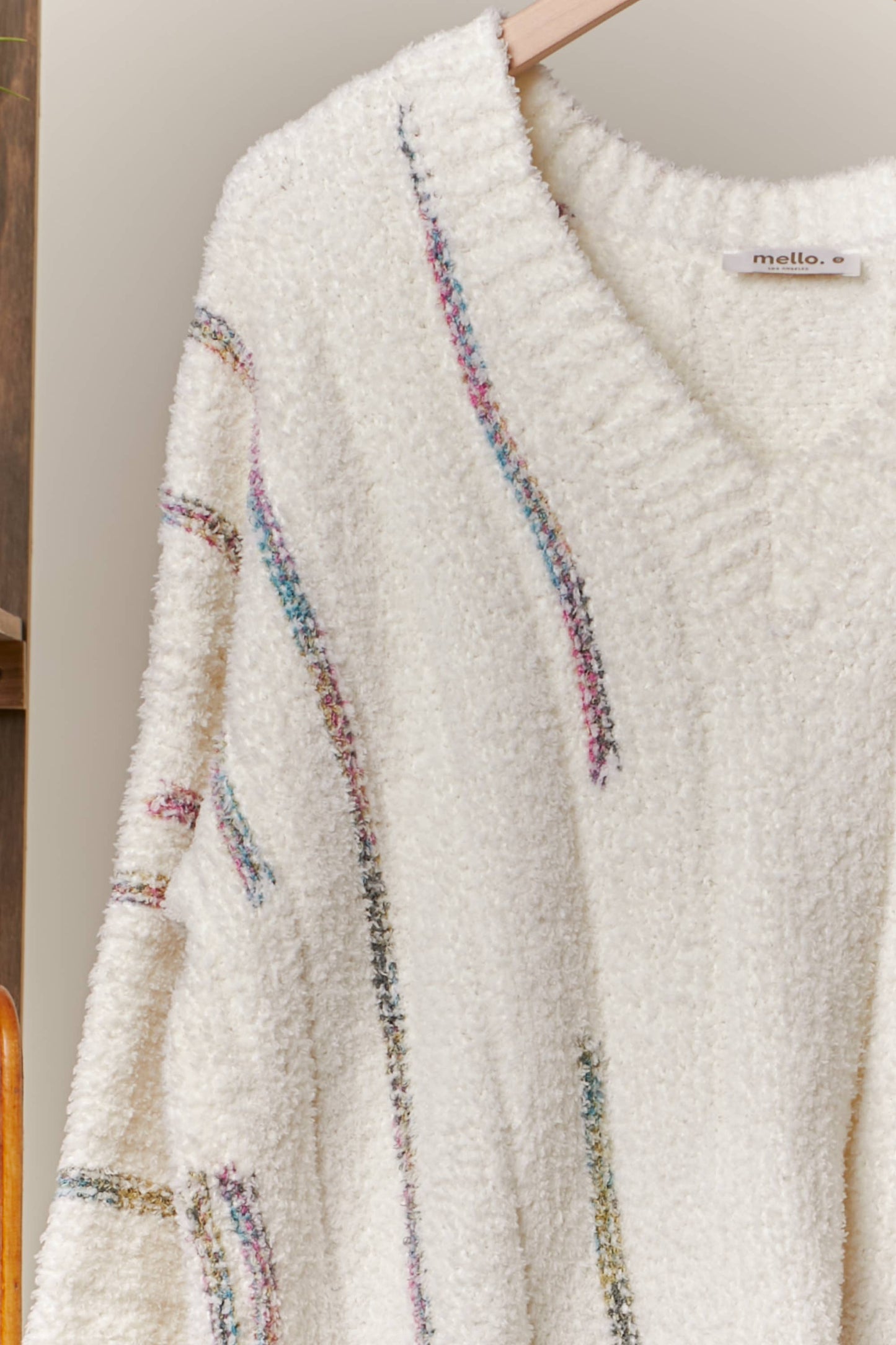 Oversize Sweater with Stripe Detail: IVORY