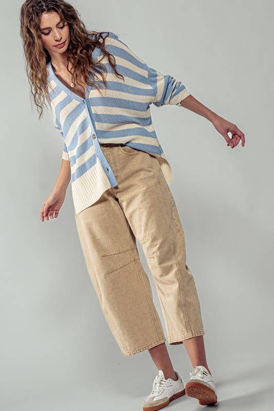 Cozy and Free Striped Cardigan: SKY BLUE/CREAM