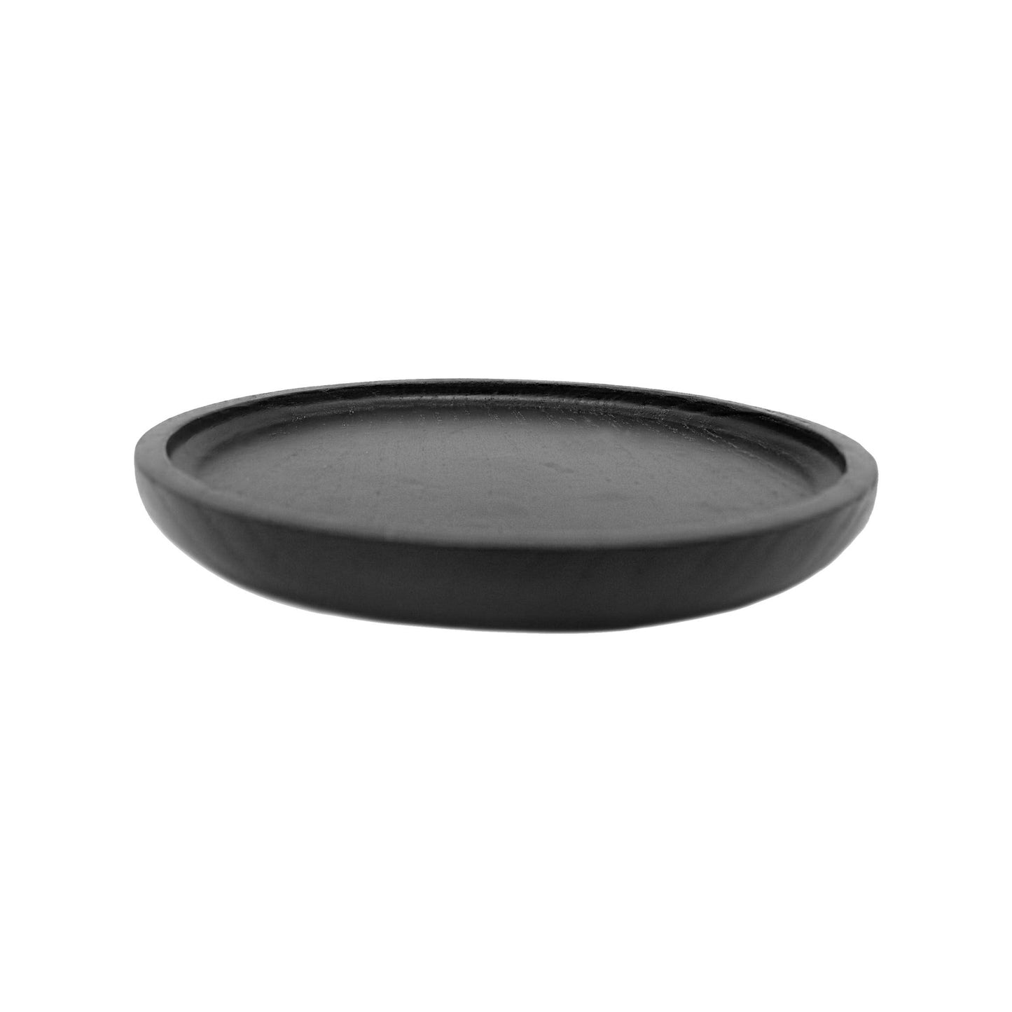 Black Round Wood Tray- 7x7x8