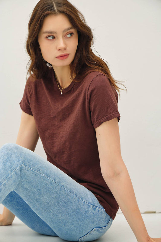 Garment Dyed Slub Tee: MARSALA