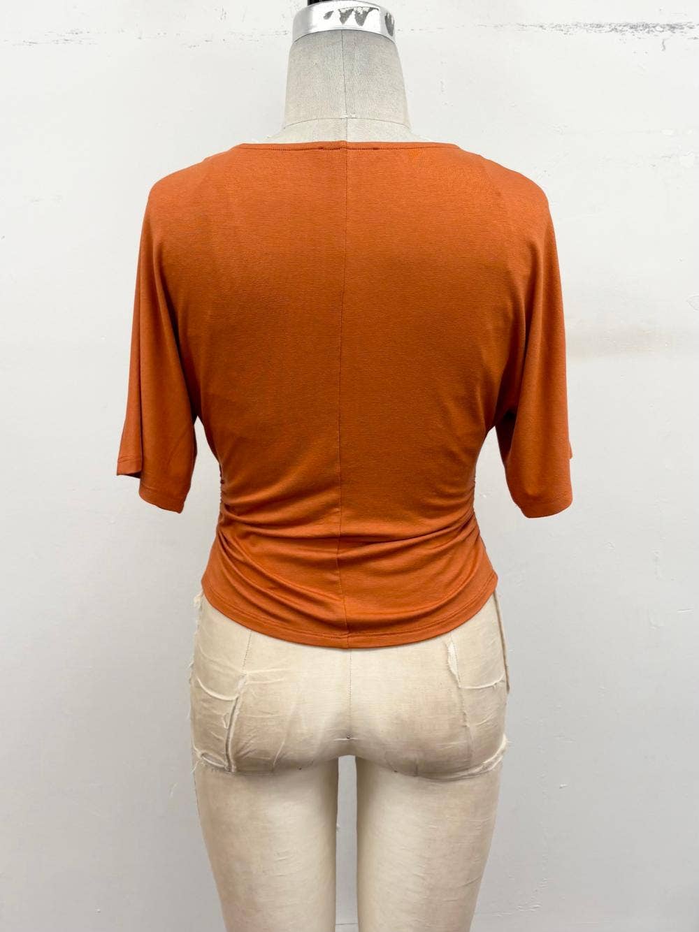 TIMING - Ruched Waist Dolman Sleeve Top : Green / M