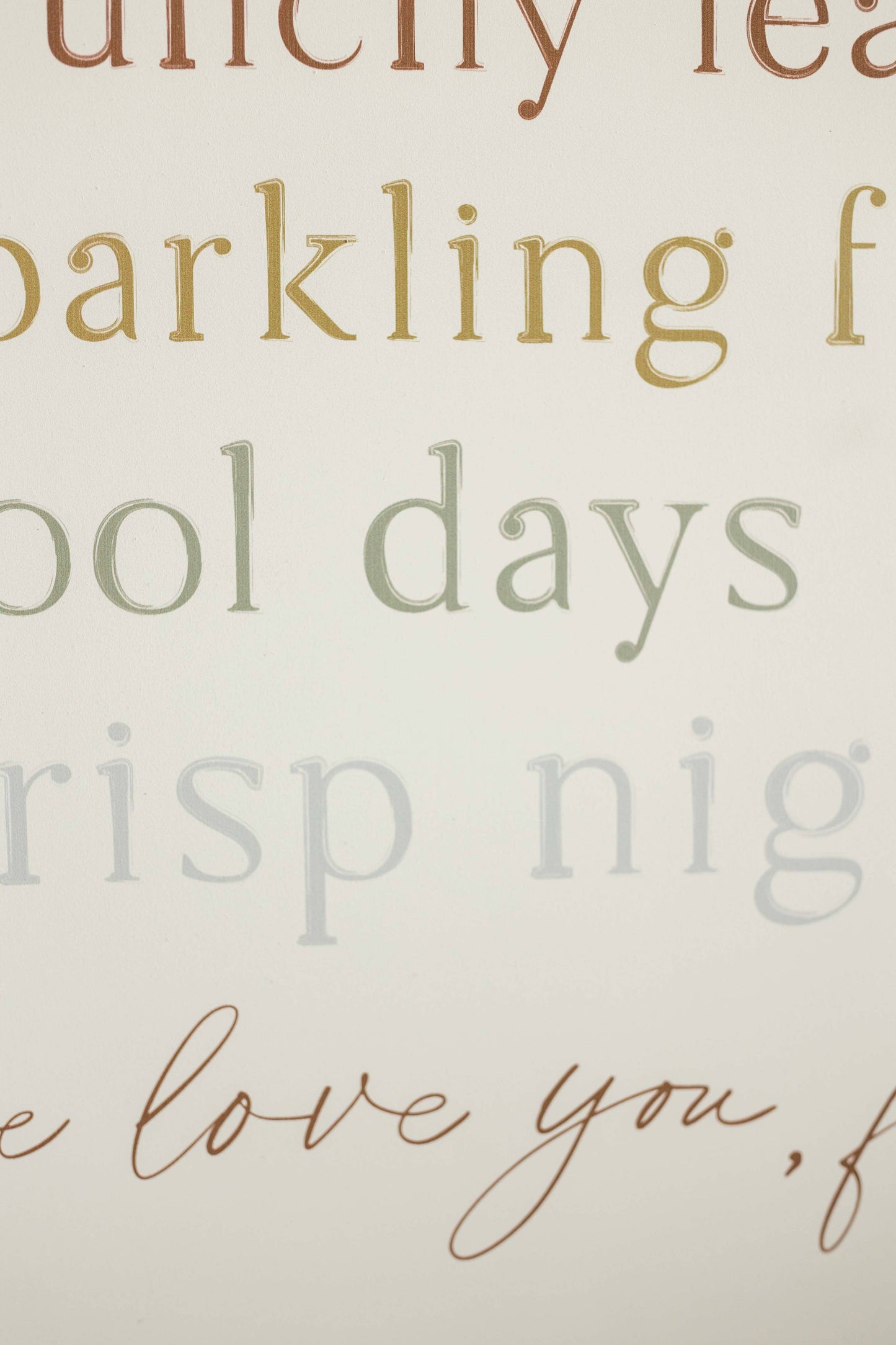 We Love You Fall | Wall Art: Light Brown Frame / 8 inches x 12 inches