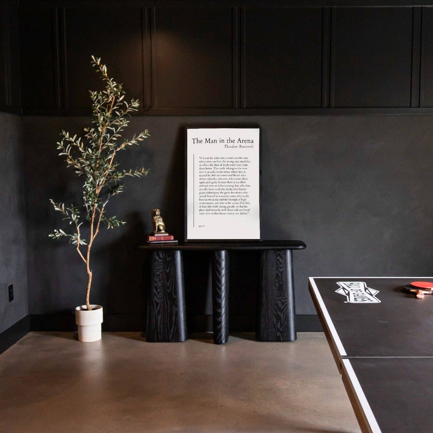 The Man in the Arena | Wall Art: Soft White-Black Text / Light Brown / 16 inches x 24 inches
