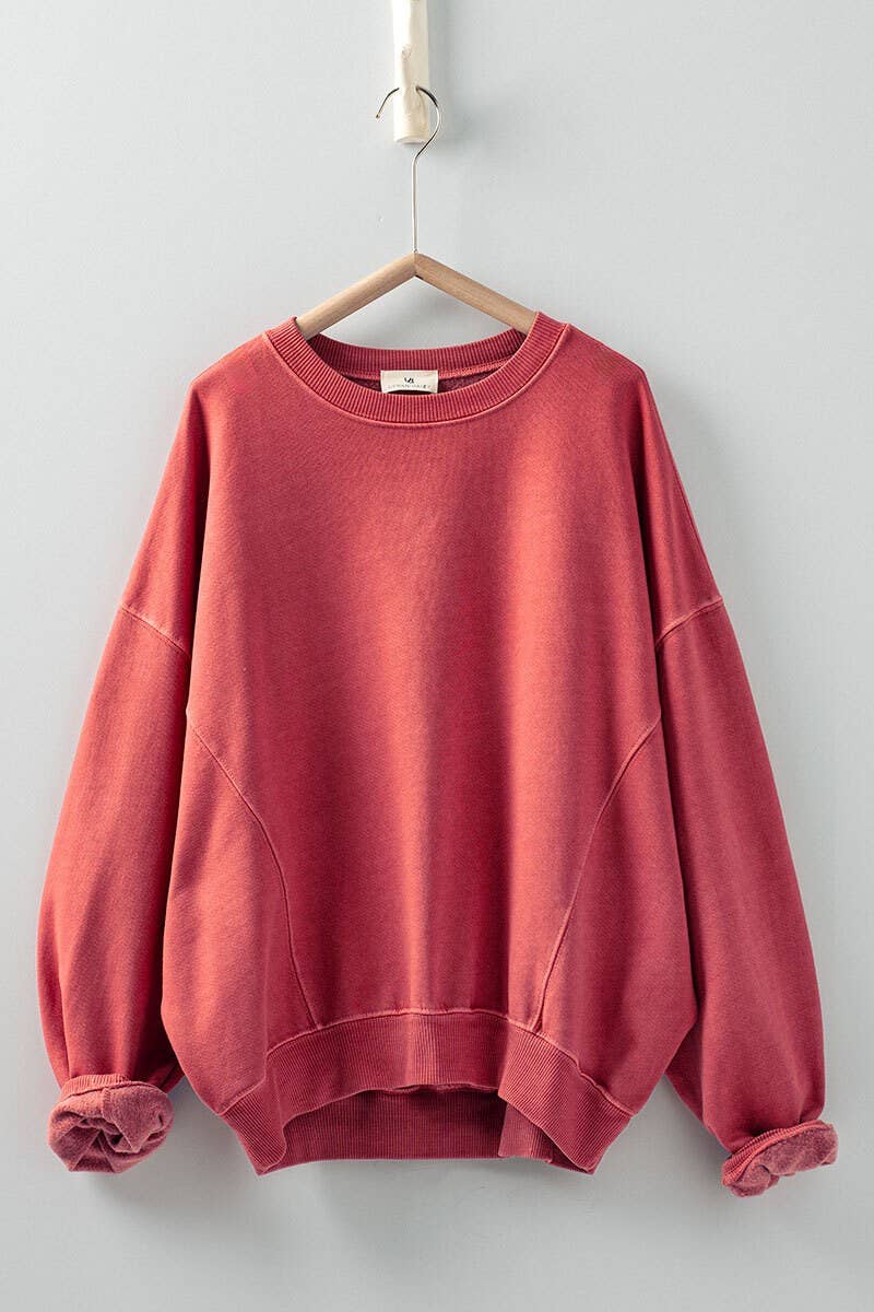 Crew Neck Comfort Washed Organic Cotton Spring Sweatshirt: CHALK