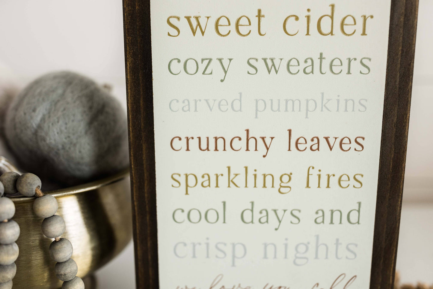 We Love You Fall | Wall Art: Light Brown Frame / 8 inches x 12 inches