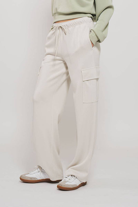 Relaxed Fit Cargo Sweatpants: CHALK