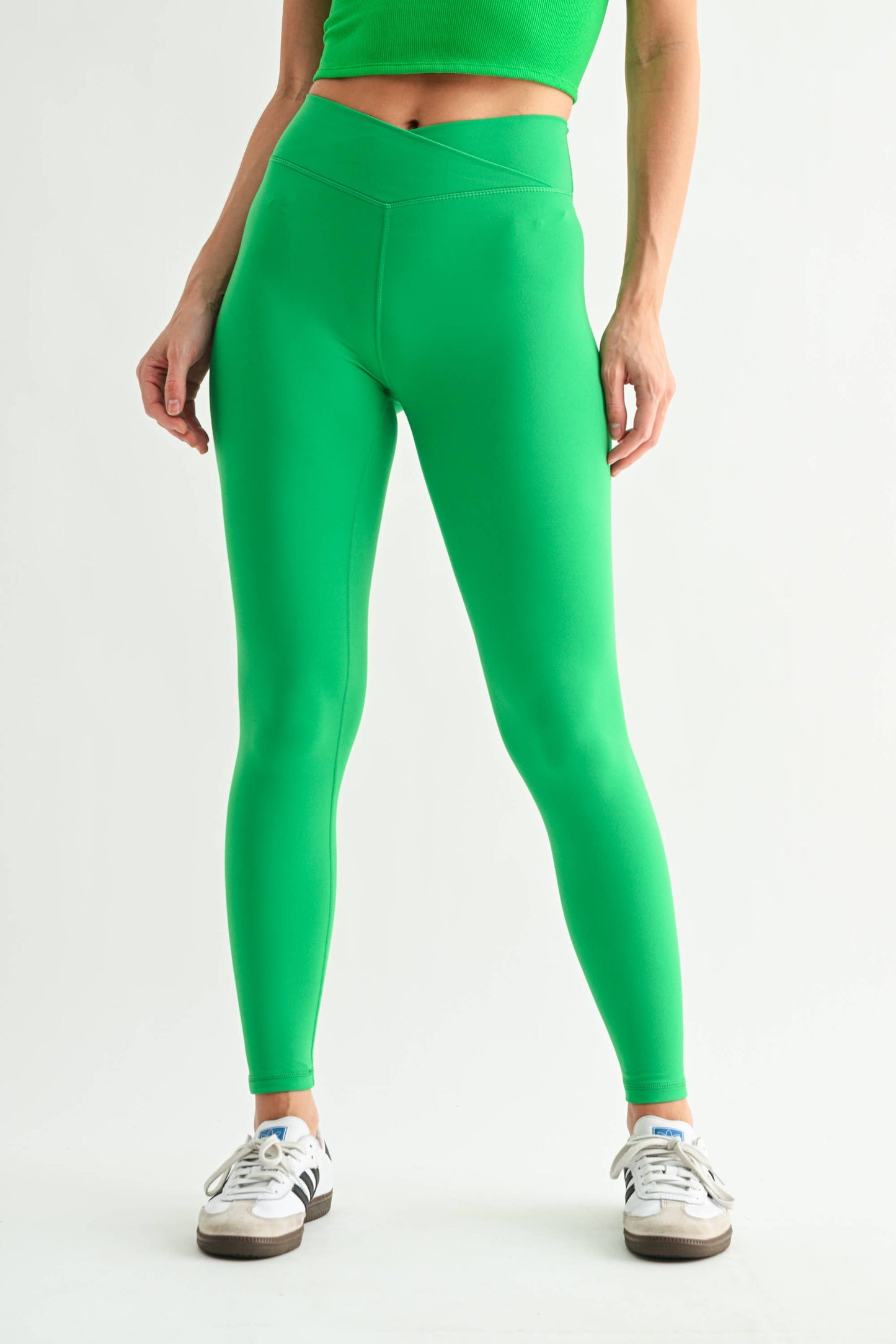 Mono B - Venice Crossover Waist Leggings: DEEP FOREST / S:M:L (2:2:2)