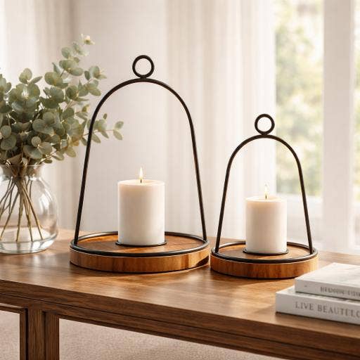 Wholesale Home Decor - Cozy Dome Lanterns Set of 2 L - 6x6x14in S - 4x4x10in