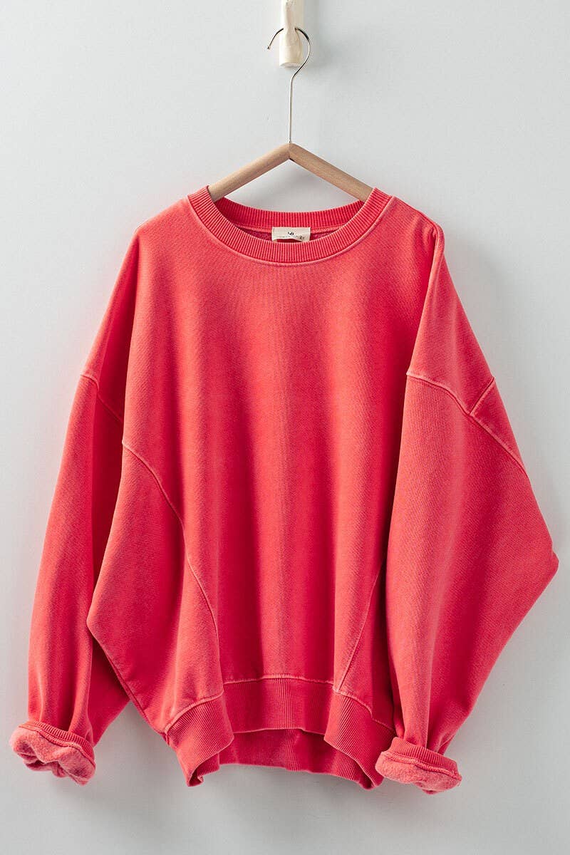 Crew Neck Comfort Washed Organic Cotton Spring Sweatshirt: CHALK