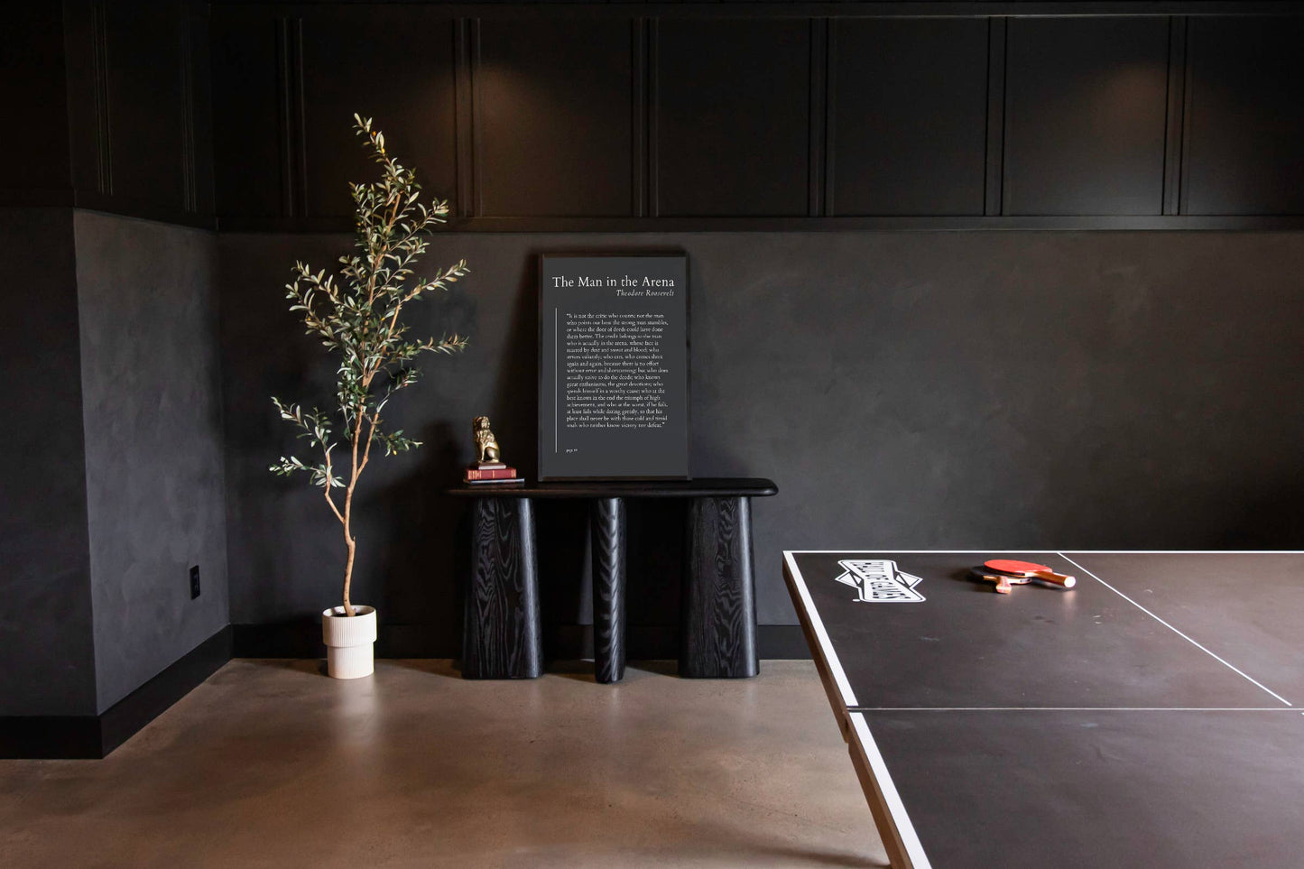 The Man in the Arena | Wall Art: Soft White-Black Text / Light Brown / 16 inches x 24 inches