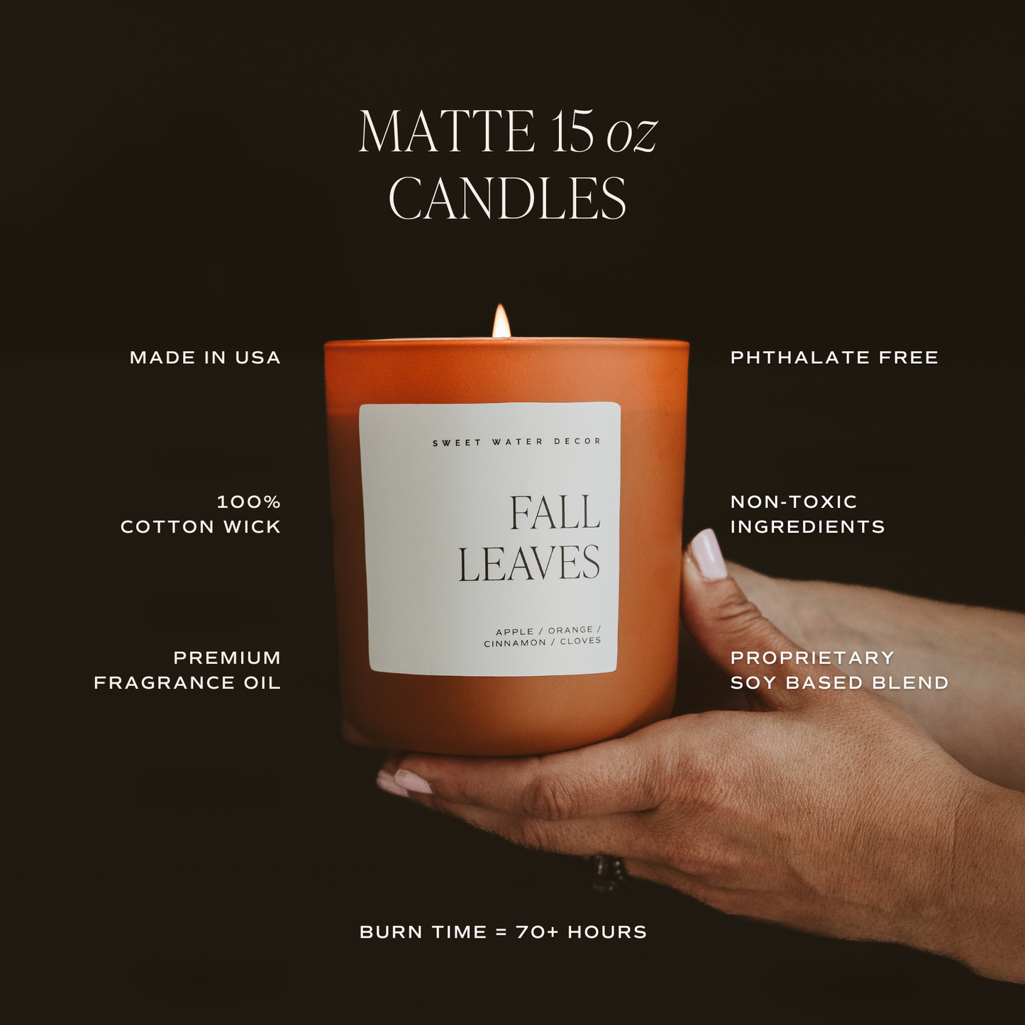 Candle: Spiced Apple Cider 15 oz Soy Candle, Matte Jar