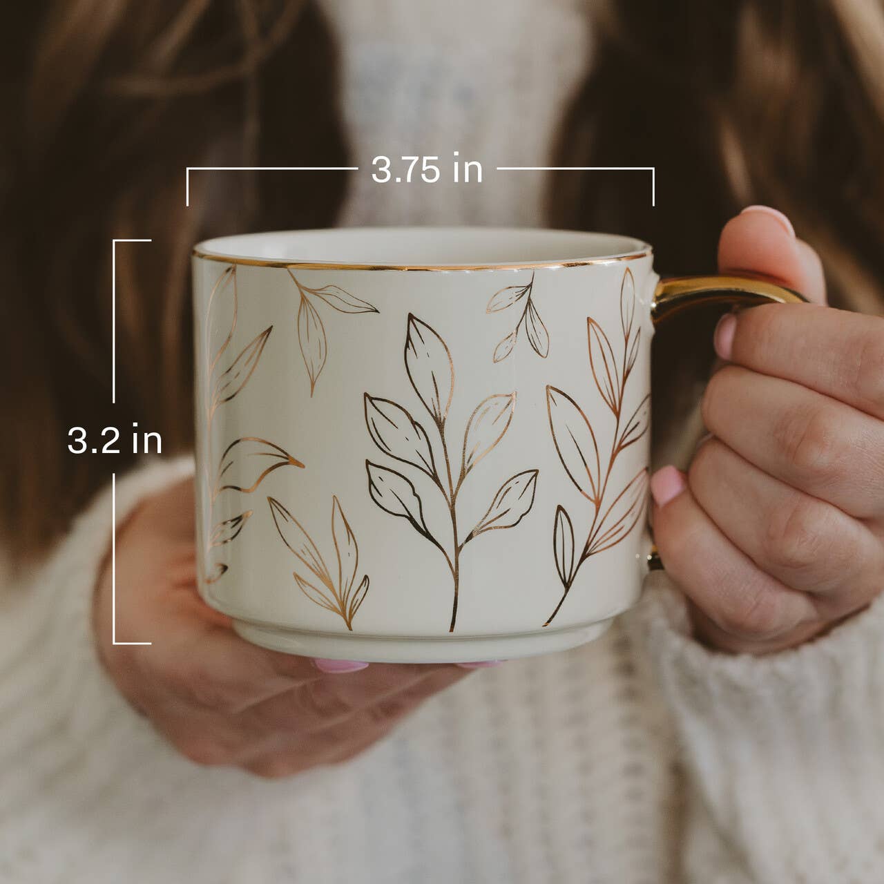Gold Leaves Gold Handle Mug
