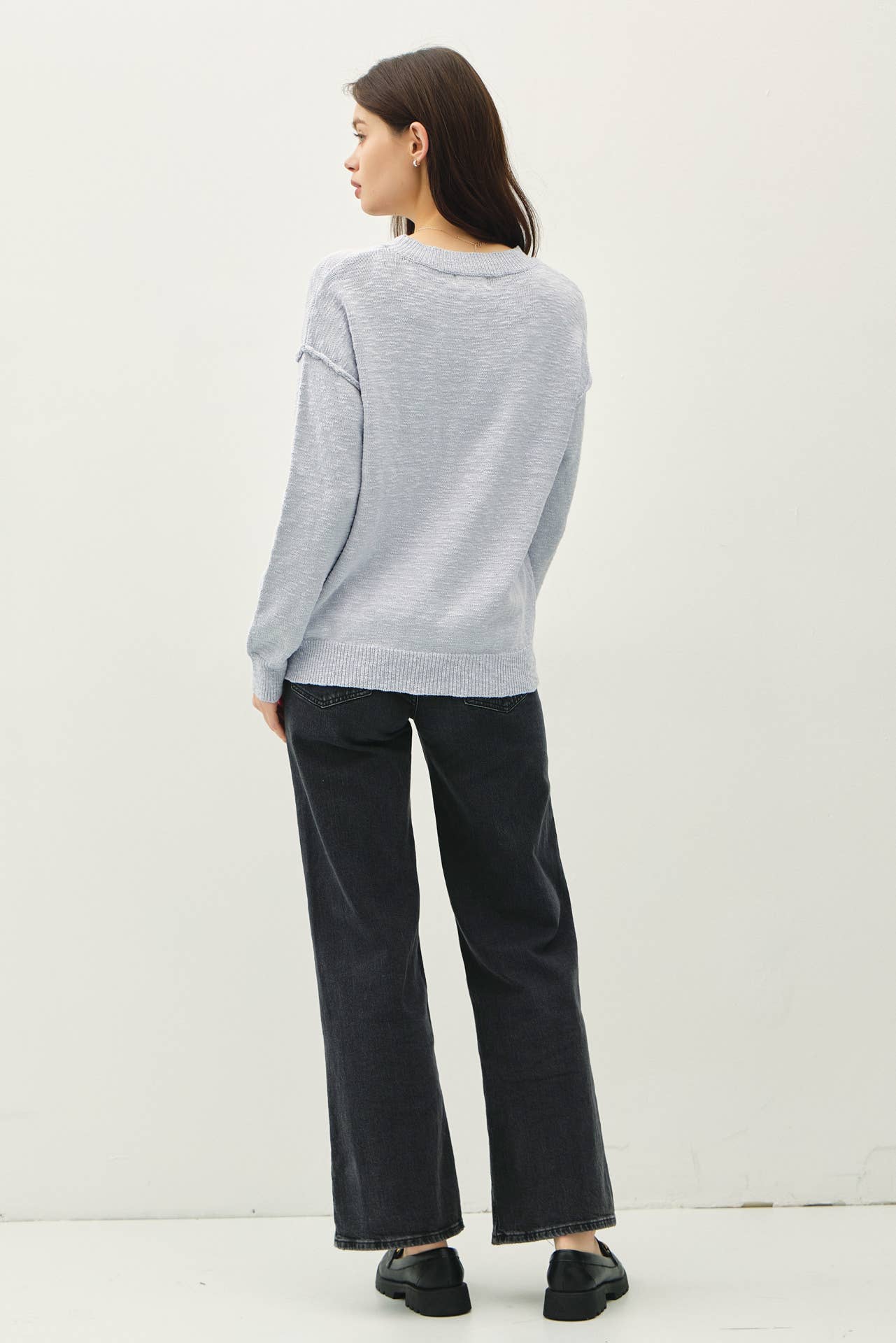 Relaxed Fit Cotton Slub Sweater: DUSTY ROSE
