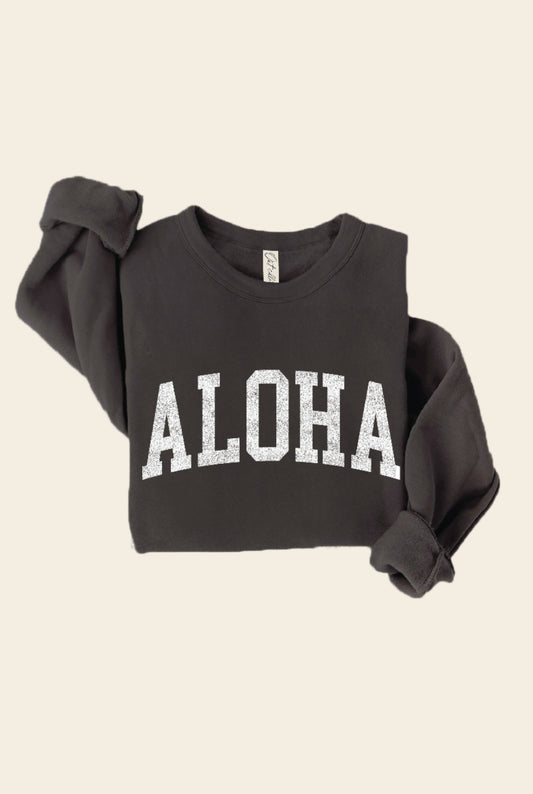 ALOHA Graphic Sweatshirt: BLACK