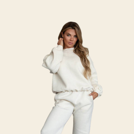 50% OFF Plus Fleece Crew Neck Pullover Sweatshirt: WHITE