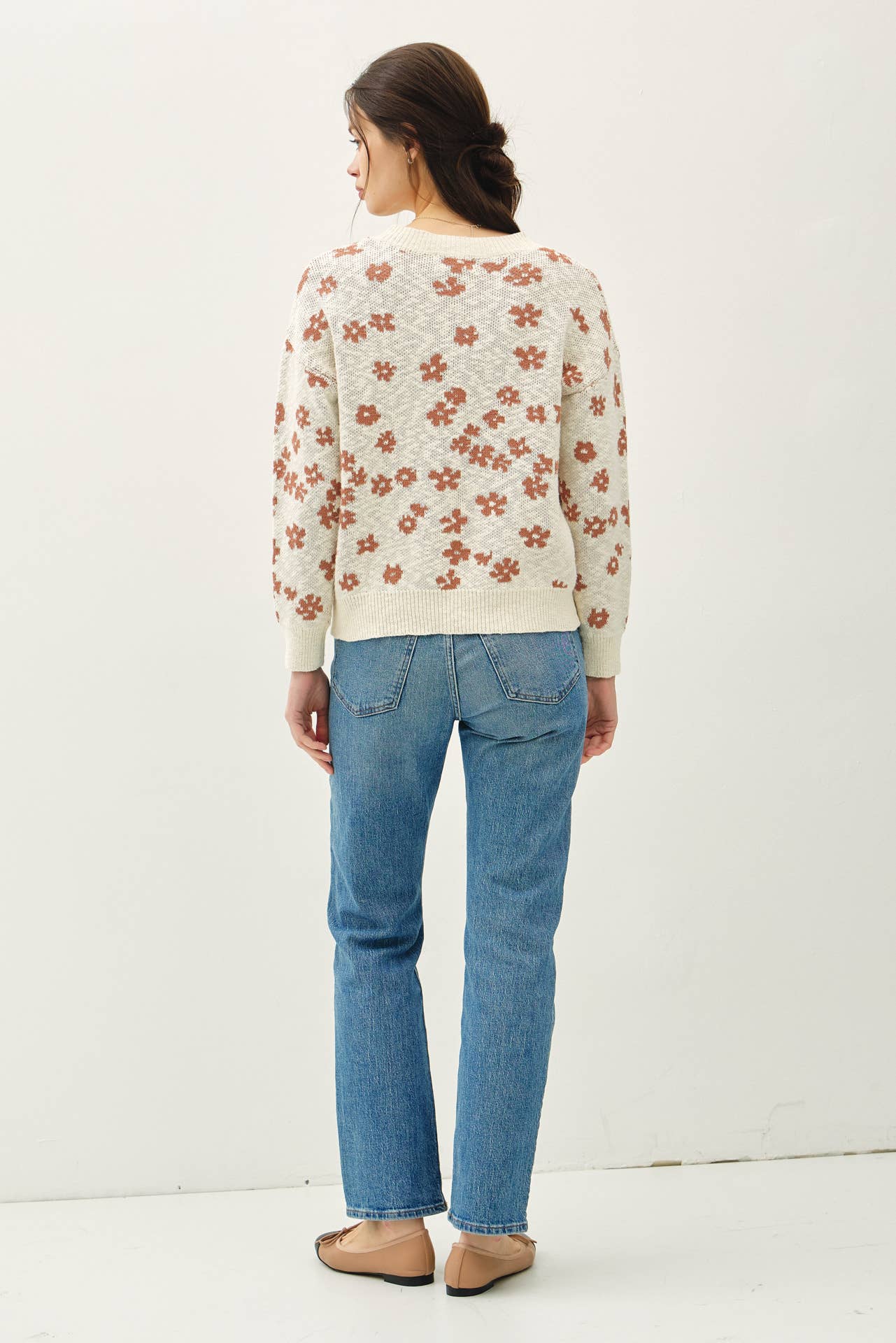 Floral Sweater Top: SEA GREEN