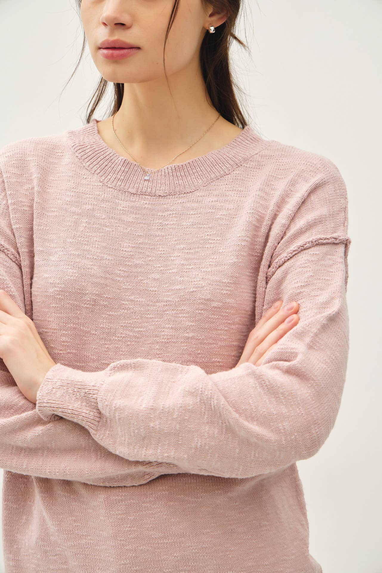Relaxed Fit Cotton Slub Sweater: IVORY