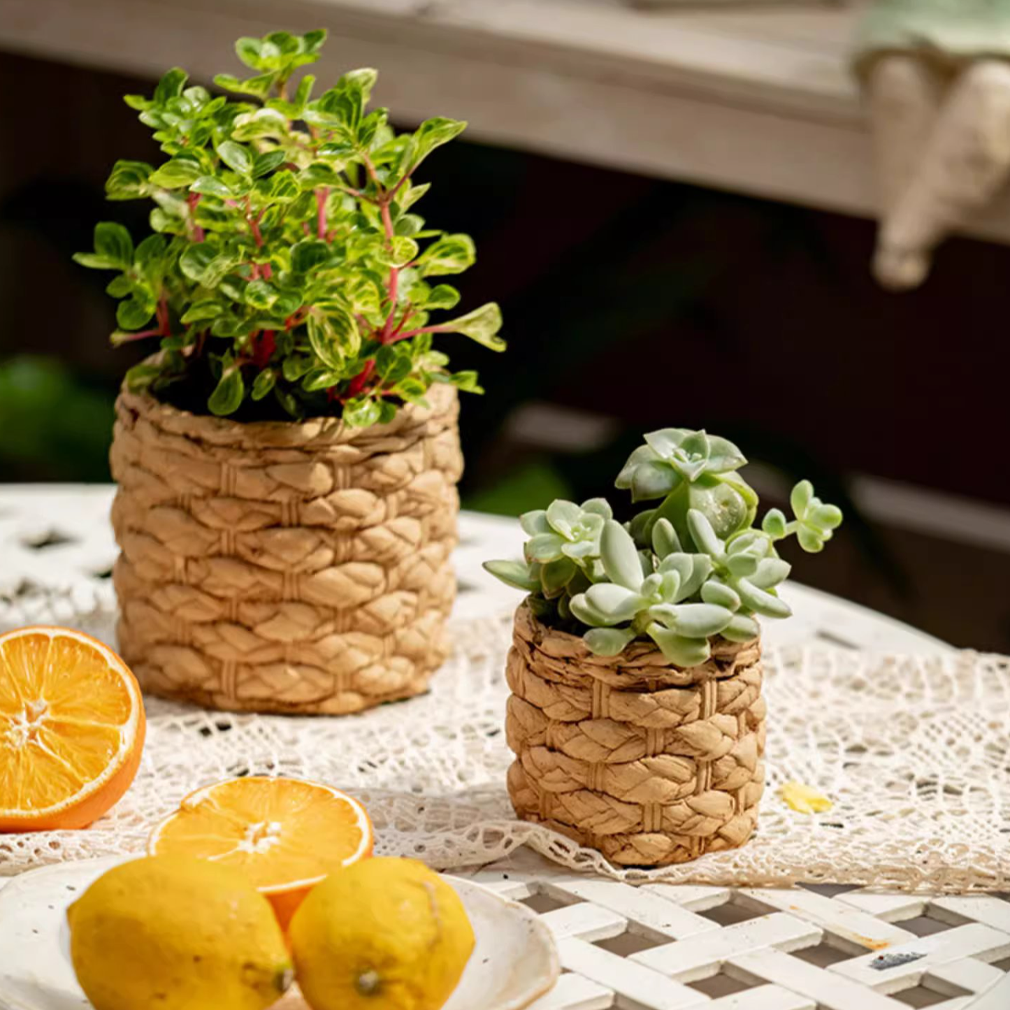 20% OFF Grass Woven Looking Cement Planter: Small