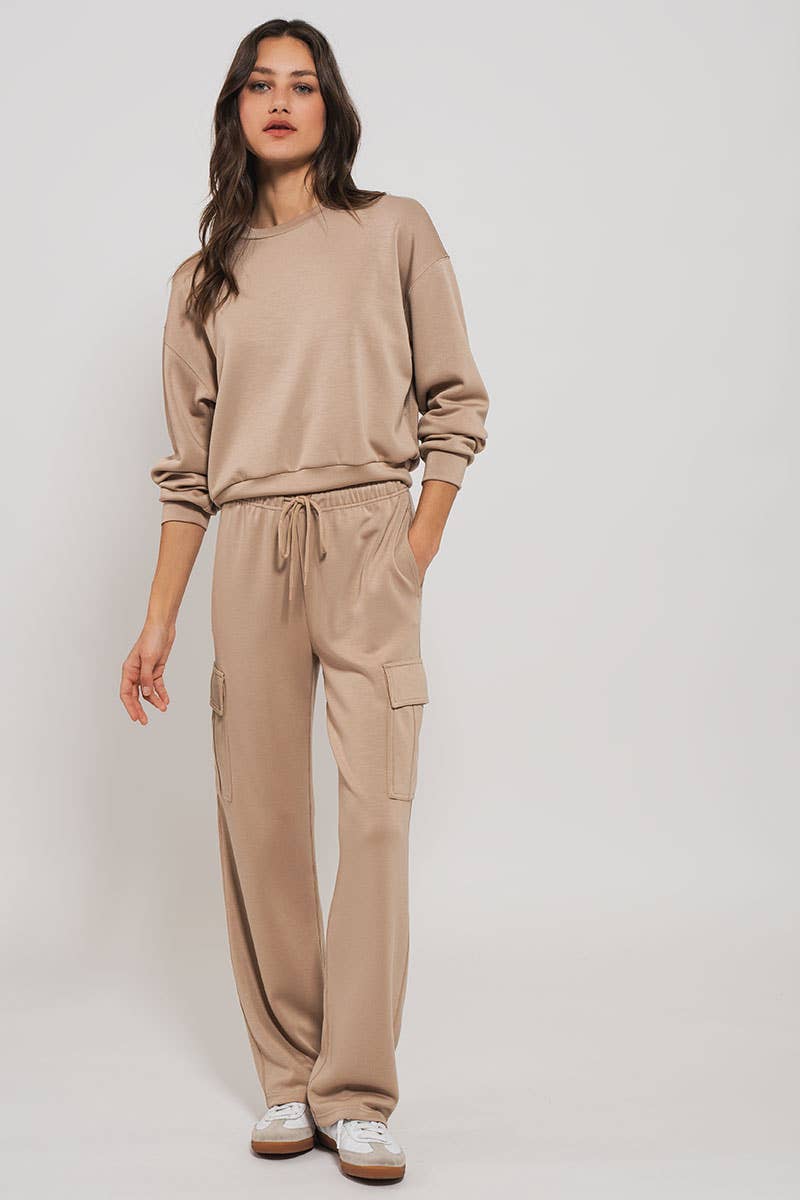 Relaxed Fit Cargo Sweatpants: CHALK