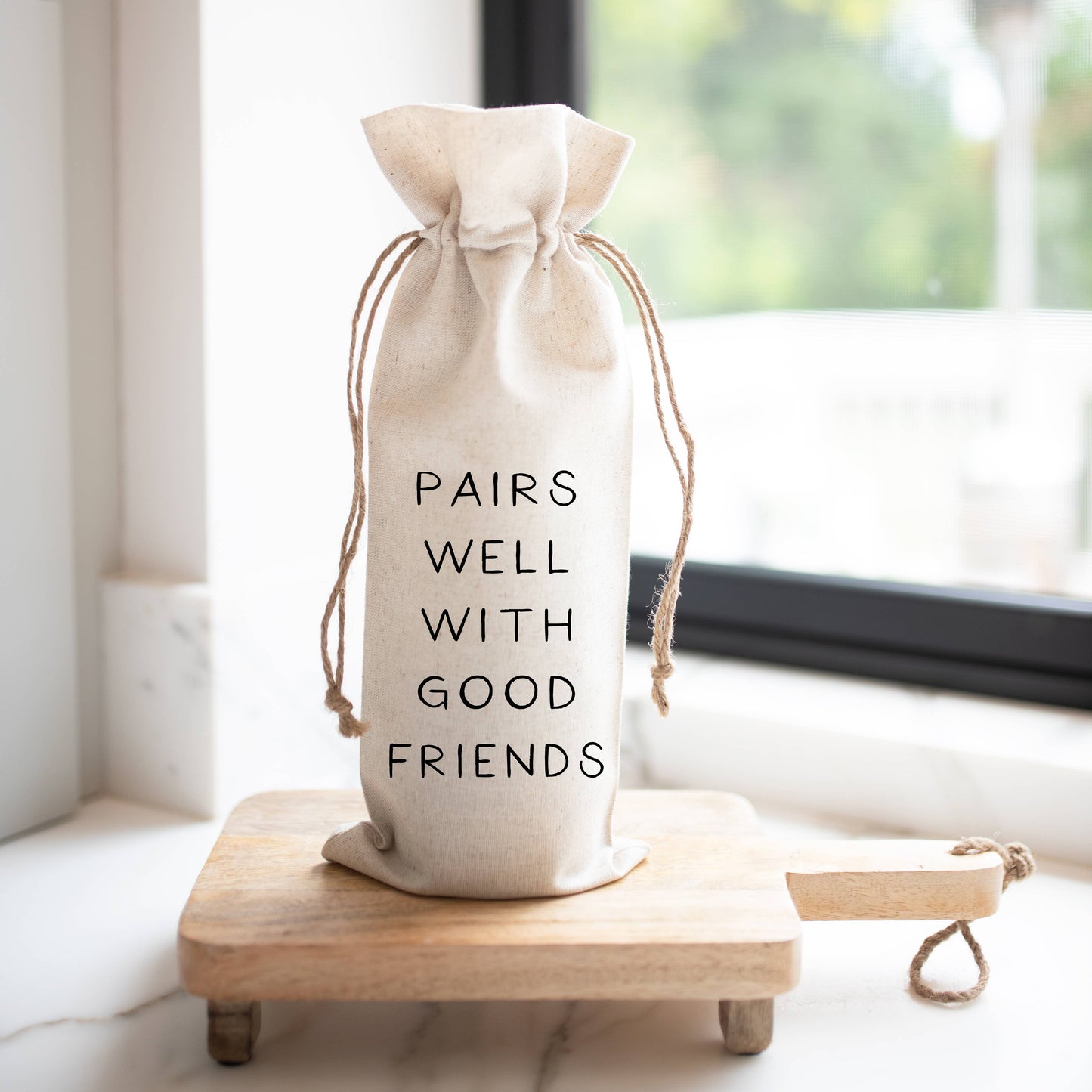 Pairs Well Wine Bag Natural Cotton Linen