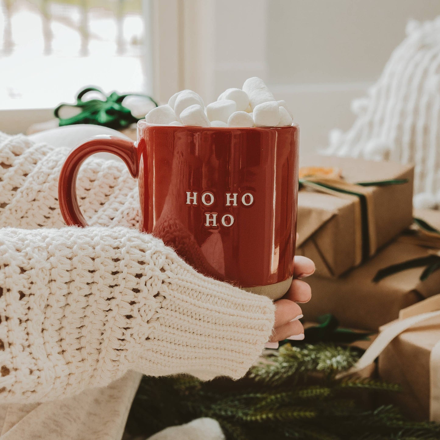 Mug: Ho Ho Ho Red Stoneware Coffee Mug