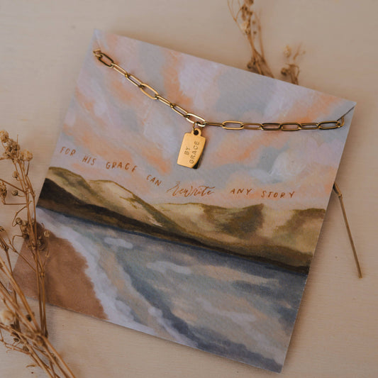 By Grace Mini Tag Necklace | Christian Jewelry