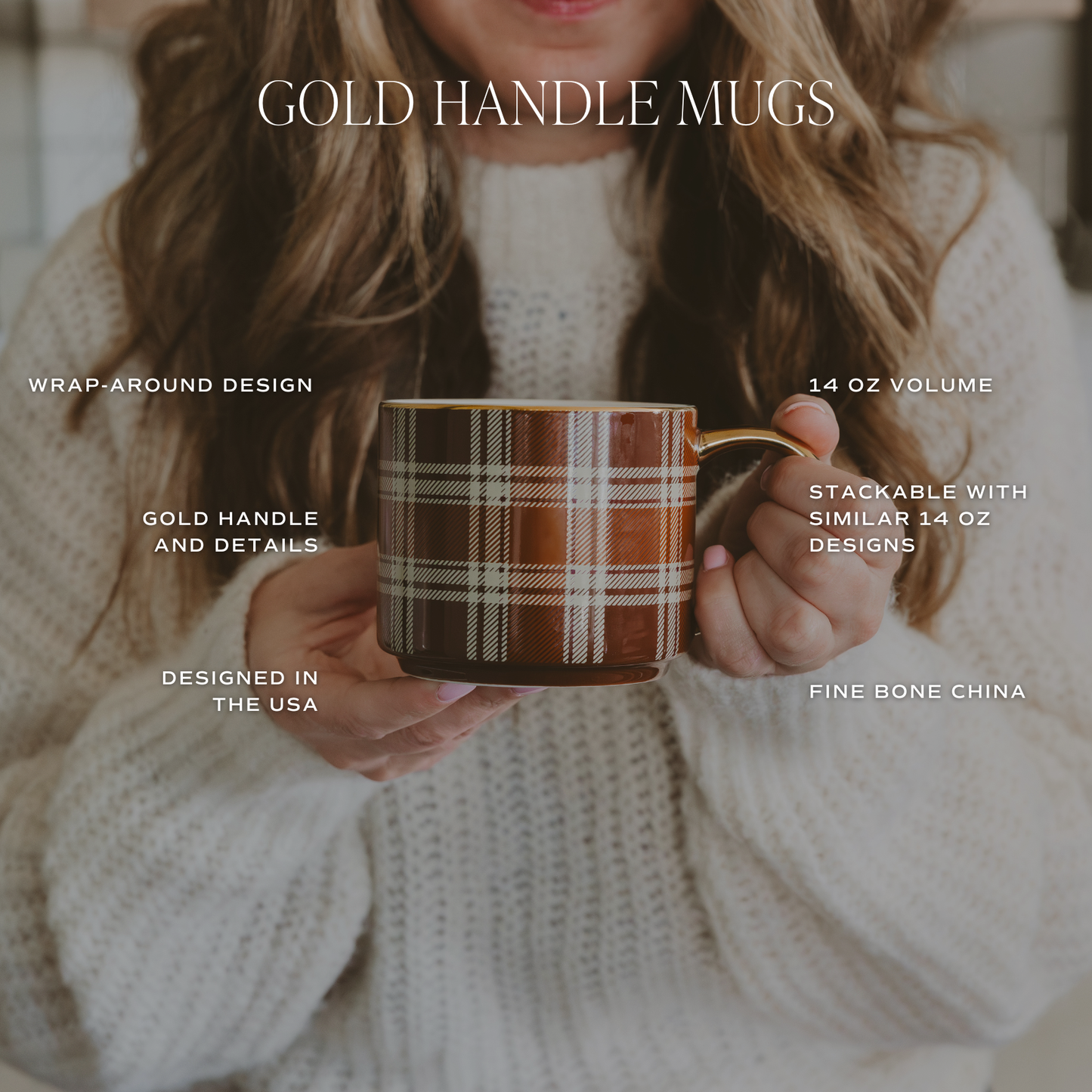 Gold Leaves Gold Handle Mug