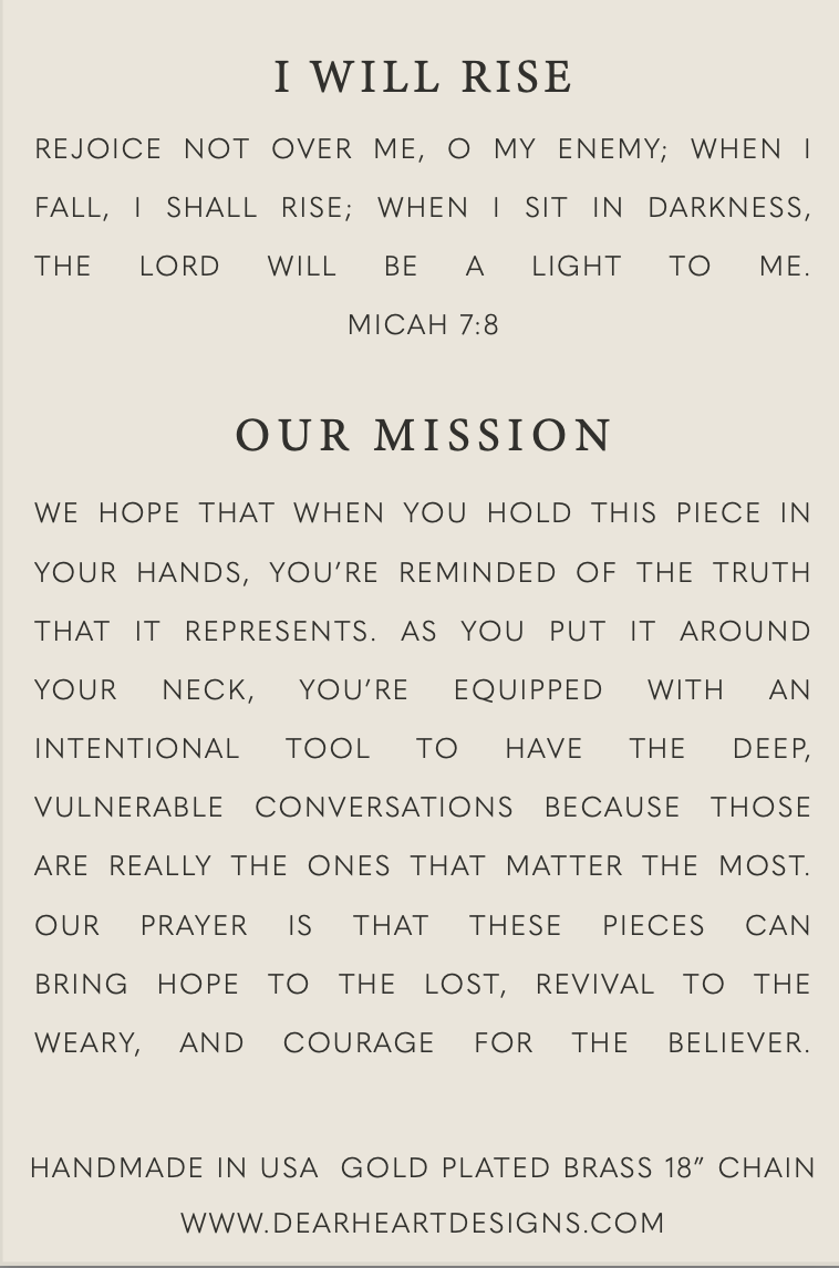 I WILL RISE Christian Necklace: 18"