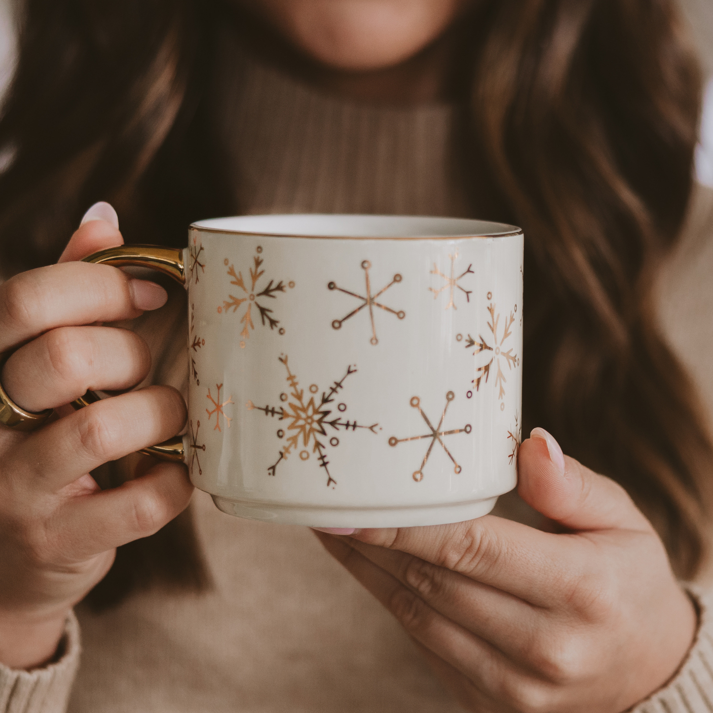 Mug: Gold Snowflakes Coffee Mug