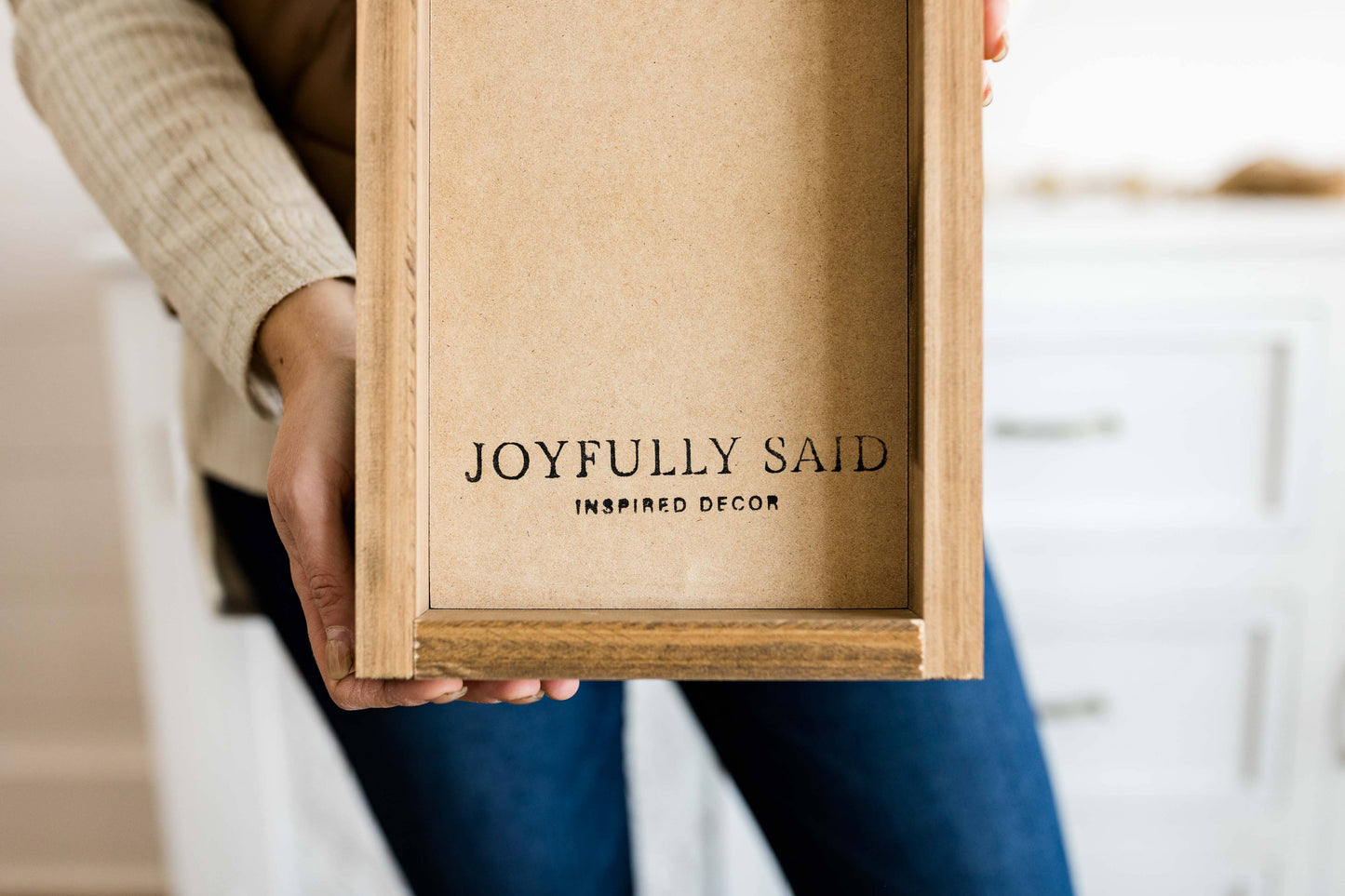 Wash the Plate | Wall Art: Soft White-Black Text / Light Brown Frame / 8 inches x 12 inches