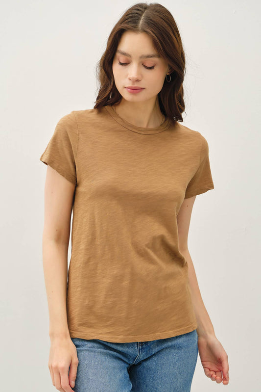 Garment Dyed Slub Tee: CLAY