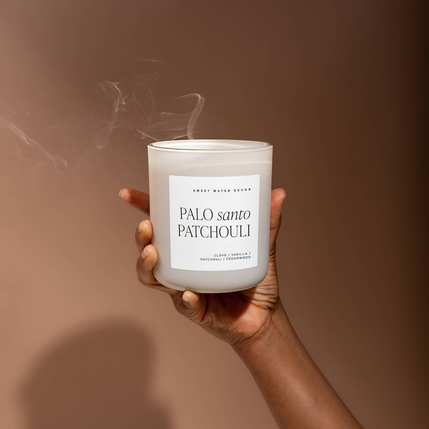 Candle: Palo Santo Patchouli 15 oz Soy Candle, Matte Jar-