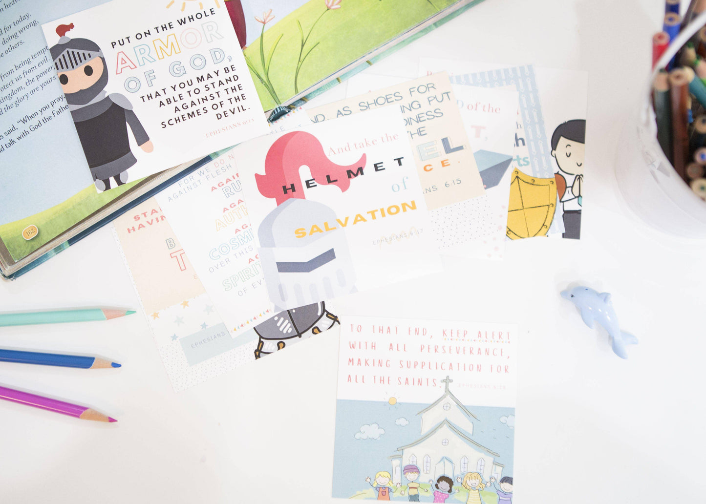 Chosen & Cherished - Kids Memory Verses Cards | Armor of God Verse Cards