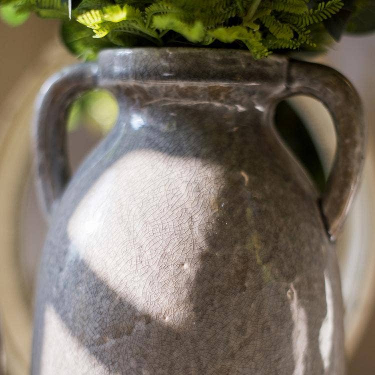 Rustic Reach - Binglie Glazed Pottery Vase with Handles: Small